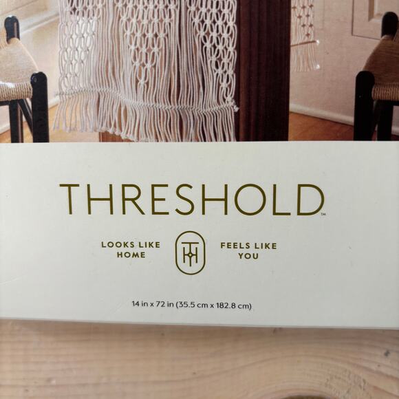 Threshold NWT 100% Cotton Macrame Table Runner 14"x72" White - Picture 3 of 4